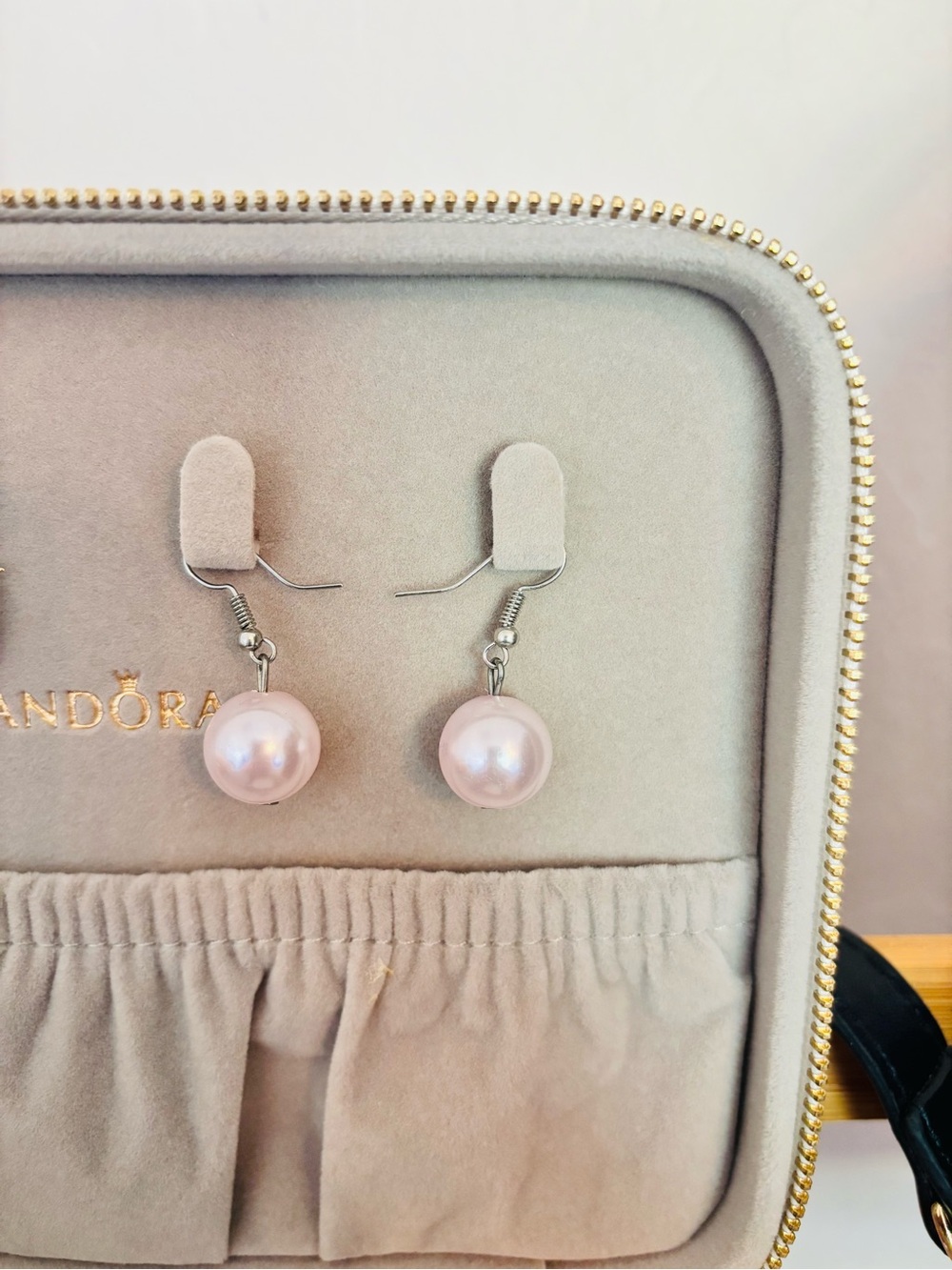 Pandora fresh water pearls Silver Hooks with Soft Pink Pearl Drops